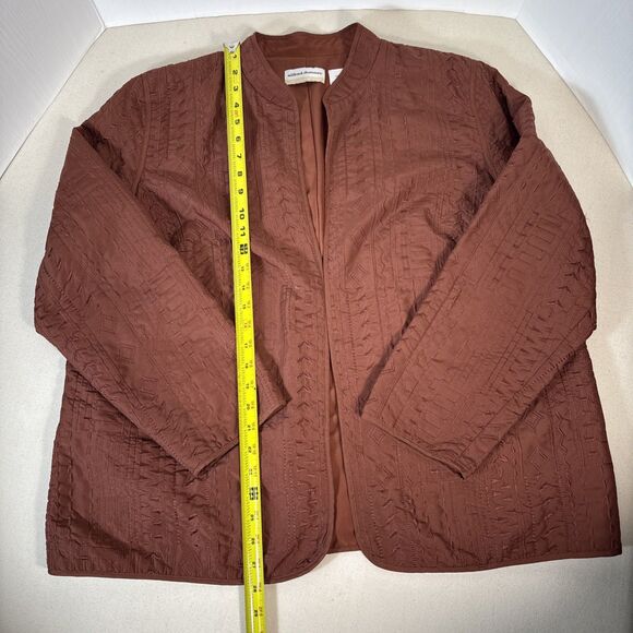 Burnt Orange Embroidered Lined Open Front Jacket Size 18W by Alfred Dunner - Picture 5 of 12